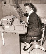 1956 Miss Bernice Bieganski with electric typewriter Detroit MI OM.jpg (34533 bytes)